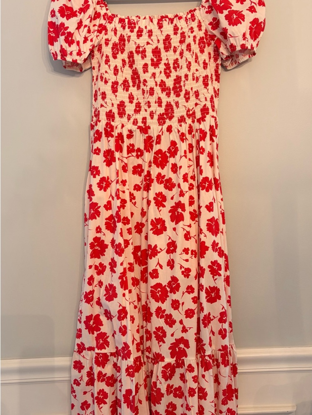 Francesca's Collections White Dress with Red Floral Print